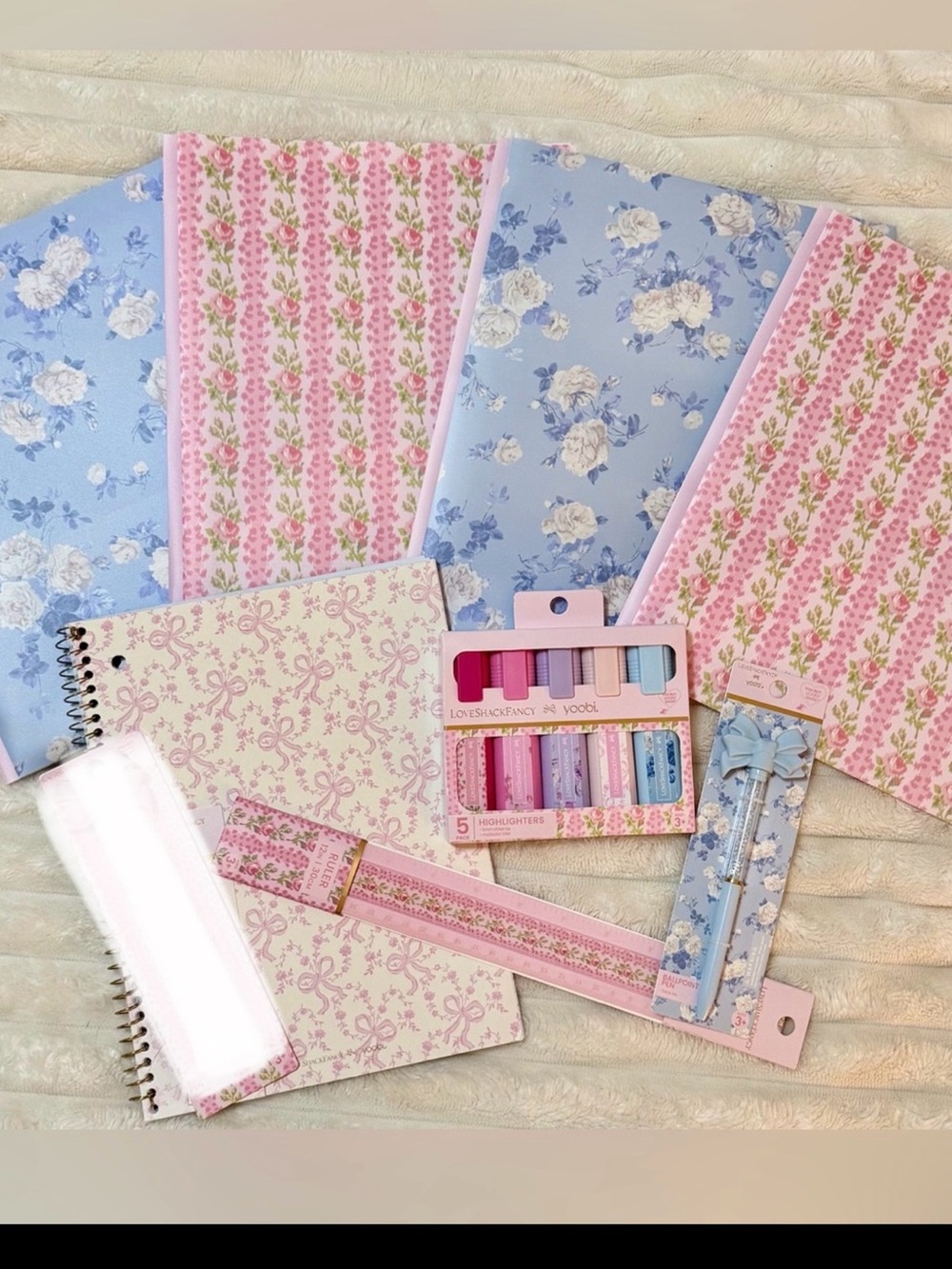 8 ITEMS: Loveshackfancy x Target school supplies folder notebook pens ruler